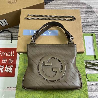 Gucci Blondie Small Top-Handle Bag in Taupe Leather with Interlocking G