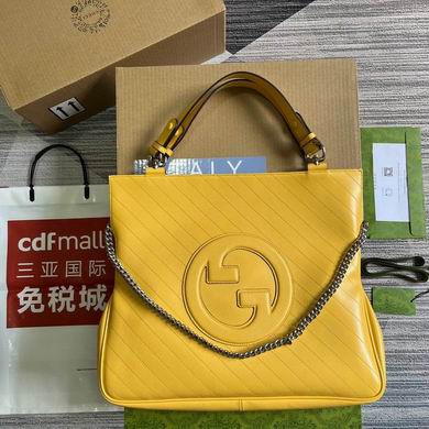 Gucci Blondie Medium Tote Bag in Yellow Diagonal-Stitched Leather