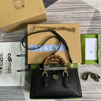 Gucci Diana Small Tote Bag in Black Leather with Bamboo Handles