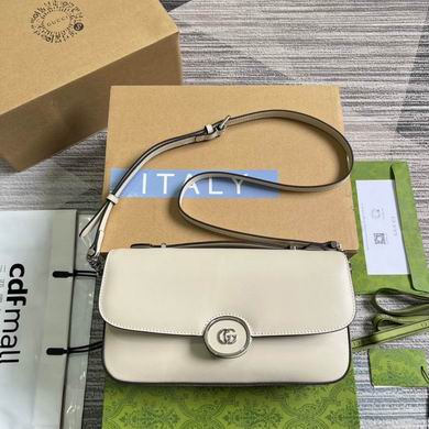Gucci Petite GG Small Shoulder Bag in White Leather