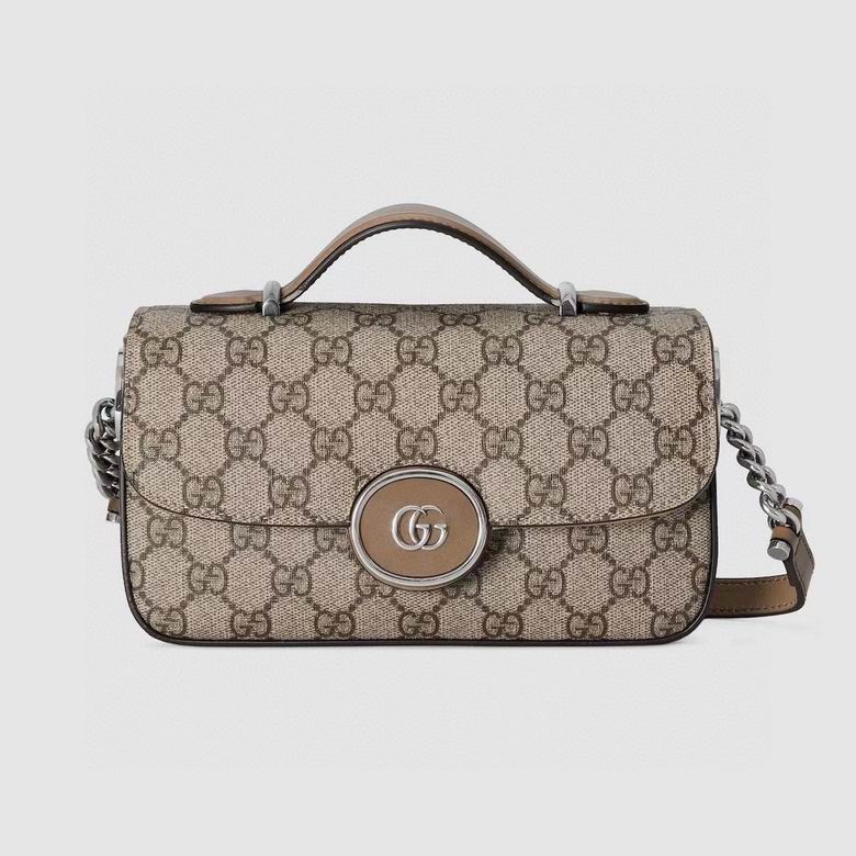 Gucci Petite GG Mini Top-Handle Bag in Beige Ebony GG Supreme Canvas