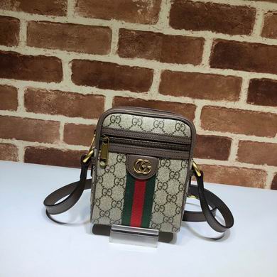 Gucci Ophidia GG Mini Vertical Crossbody Bag in Beige/Ebony GG Supreme Canvas