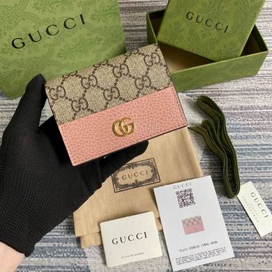 Gucci GG Marmont Small Wallet in GG Supreme Canvas with Pink Leather