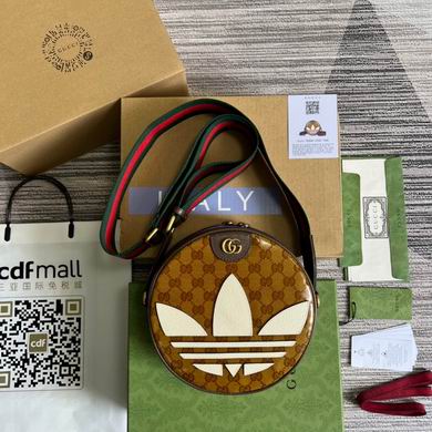 Gucci x adidas Ophidia Round Shoulder Bag in GG Canvas with Trefoil Logo