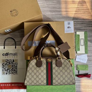 Gucci Ophidia Medium Top-Handle Bag in Beige GG Supreme Canvas with Web