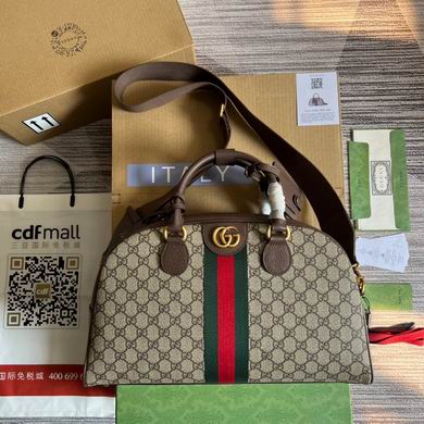 Gucci Ophidia GG Large Top-Handle Bag in Beige Ebony GG Supreme Canvas