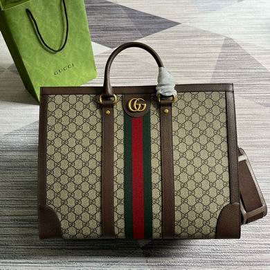 Gucci Ophidia Large Tote Bag in GG Supreme Canvas with Web Stripe
