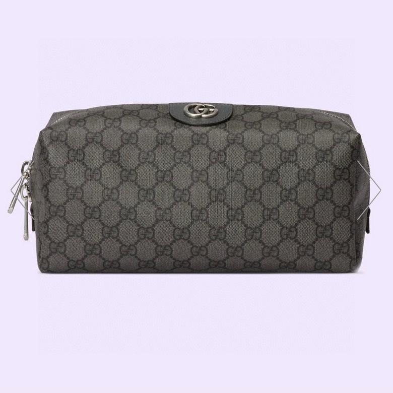Gucci Ophidia GG Cosmetic Pouch in Grey and Black GG Supreme Canvas