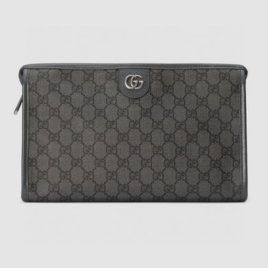 Gucci Ophidia GG Pouch in Grey and Black GG Supreme Canvas