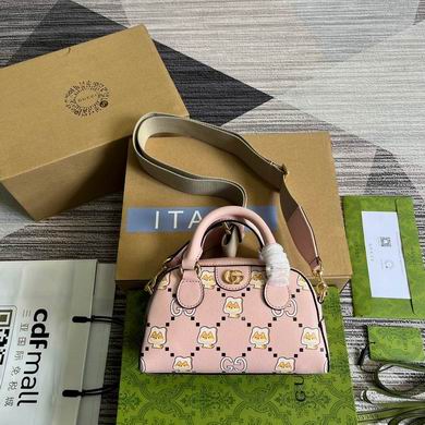 Gucci Mini Bowling-Style Top-Handle Bag with GG Cat Print in Pink