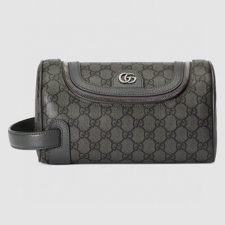 Gucci Ophidia GG Toiletry Case in Grey and Black GG Supreme Canvas