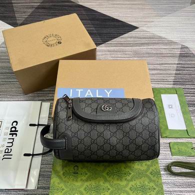 Gucci Ophidia GG Supreme Canvas Toiletry Case in Grey and Black