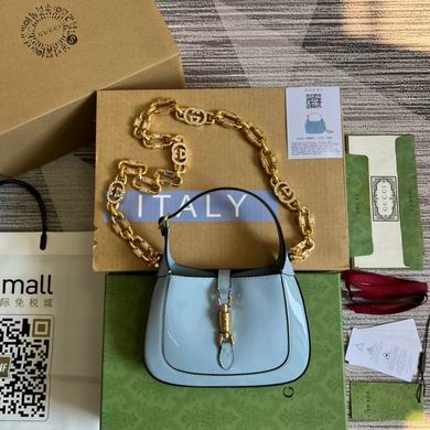 Gucci Jackie 1961 Mini Shoulder Bag in Light Blue Patent Leather