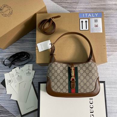 Gucci Jackie 1961 Small Shoulder Bag in GG Supreme Canvas with Web Stripe