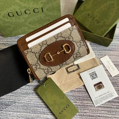 Gucci Horsebit 1955 Zip Card Case Wallet in GG Supreme Canvas with Brown Leather