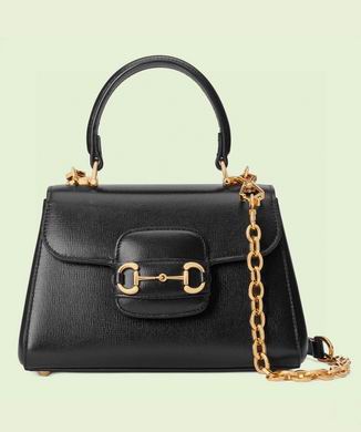 Gucci Horsebit 1955 Small Top-Handle Bag in Black Leather with Gold Chain