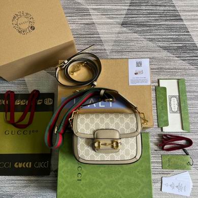 Gucci Horsebit 1955 Mini Shoulder Bag in Beige GG Supreme Canvas