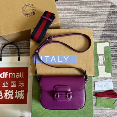 Gucci Horsebit 1955 Mini Shoulder Bag in Purple Leather
