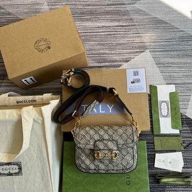 Gucci Horsebit 1955 Mini Shoulder Bag in Beige Ebony GG Canvas