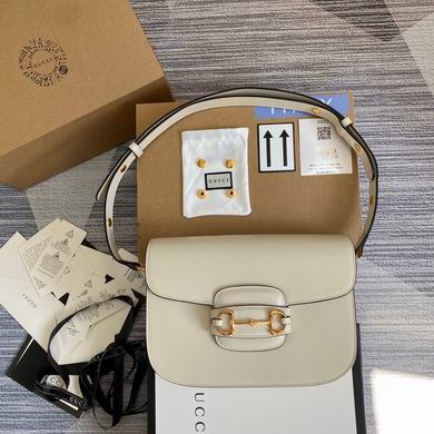 Gucci Horsebit 1955 Small Shoulder Bag in White Leather with Gold Hardware