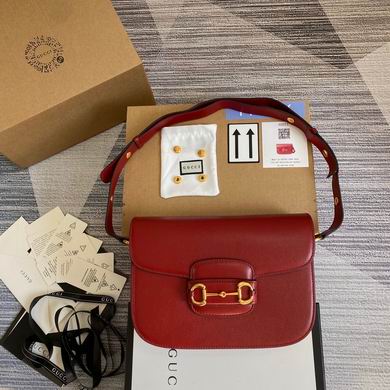 Gucci Horsebit 1955 Small Shoulder Bag in Red Leather