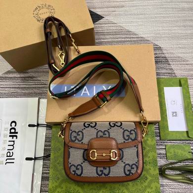 Gucci Horsebit 1955 Mini Shoulder Bag in Navy Beige Jumbo GG Canvas