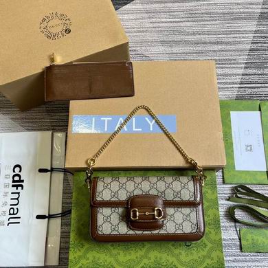 Gucci Horsebit 1955 Mini Shoulder Bag in Beige GG Supreme Canvas and Brown Leather