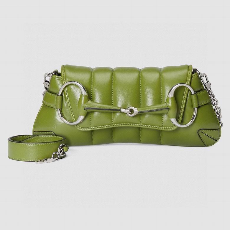 Gucci Horsebit Chain Small Shoulder Bag in Green Quilted Leather
