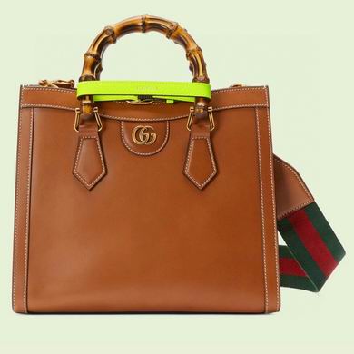 Gucci Diana Small Tote Bag in Brown Leather with Bamboo Handles