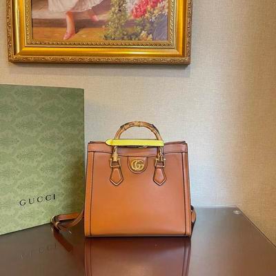 Gucci Diana Medium Tote Bag with Bamboo Handles in Tan Leather