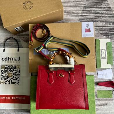 Gucci Diana Small Tote Bag in Red Leather with Bamboo Handles