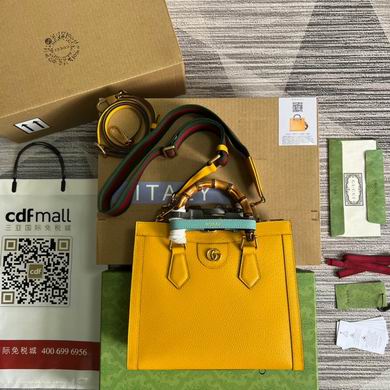 Gucci Diana Small Tote Bag with Bamboo Handles in Yellow Leather