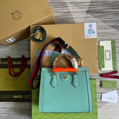 Gucci Diana Small Tote Bag with Bamboo Handle in Light Blue Leather