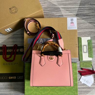 Gucci Diana Small Tote Bag with Bamboo Handle in Pink Leather