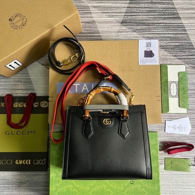 Gucci Diana Small Tote Bag with Bamboo Handles in Black Leather