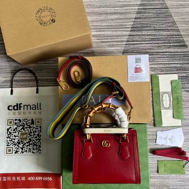 Gucci Diana Mini Tote Bag with Bamboo Handle in Red Leather