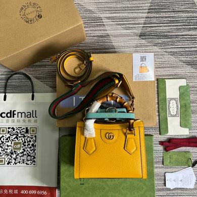 Gucci Diana Mini Tote Bag with Bamboo Handle in Yellow Leather