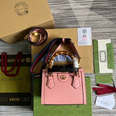 Gucci Diana Mini Tote Bag with Bamboo Handle in Pink Leather