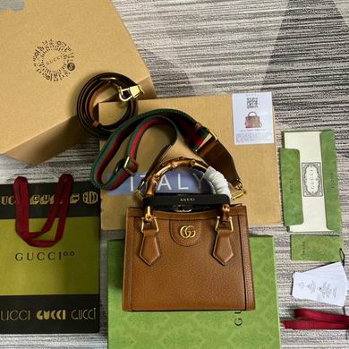 Gucci Diana Mini Tote Bag with Bamboo Handles in Tan Brown Leather
