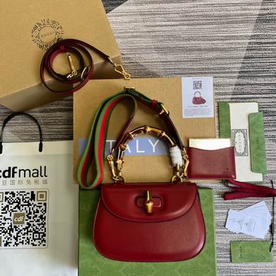 Gucci Bamboo 1947 Small Top-Handle Bag in Dark Red Leather