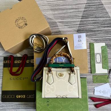 Gucci Diana Mini Tote Bag in Ivory Jumbo GG Canvas with Bamboo Handle
