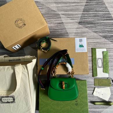 Gucci Bamboo 1947 Mini Top-Handle Bag in Green Leather