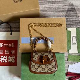 Gucci Bamboo 1947 Mini Top-Handle Bag in GG Supreme Canvas with Chain Strap