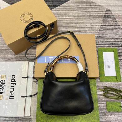 Gucci Diana Small Shoulder Bag with Bamboo Handle in Black Leather