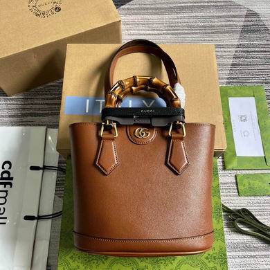 Gucci Diana Small Tote Bag with Bamboo Handles in Brown Leather