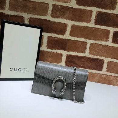 Gucci Dionysus Super Mini Chain Bag in Grey Grained Leather