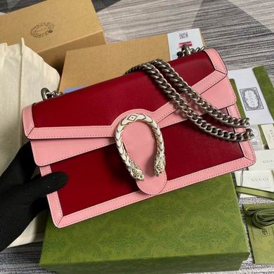 Gucci Dionysus Small Shoulder Bag in Red and Pink Leather with Tiger Head Clasp