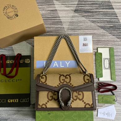 Gucci Dionysus Small Shoulder Bag in Jumbo GG Canvas, Beige and Ebony
