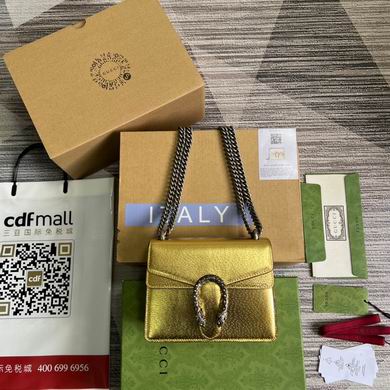 Gucci Dionysus Mini Shoulder Bag in Gold Metallic Leather