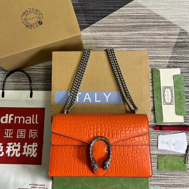 Gucci Dionysus Small Shoulder Bag in Orange Crocodile-Embossed Leather